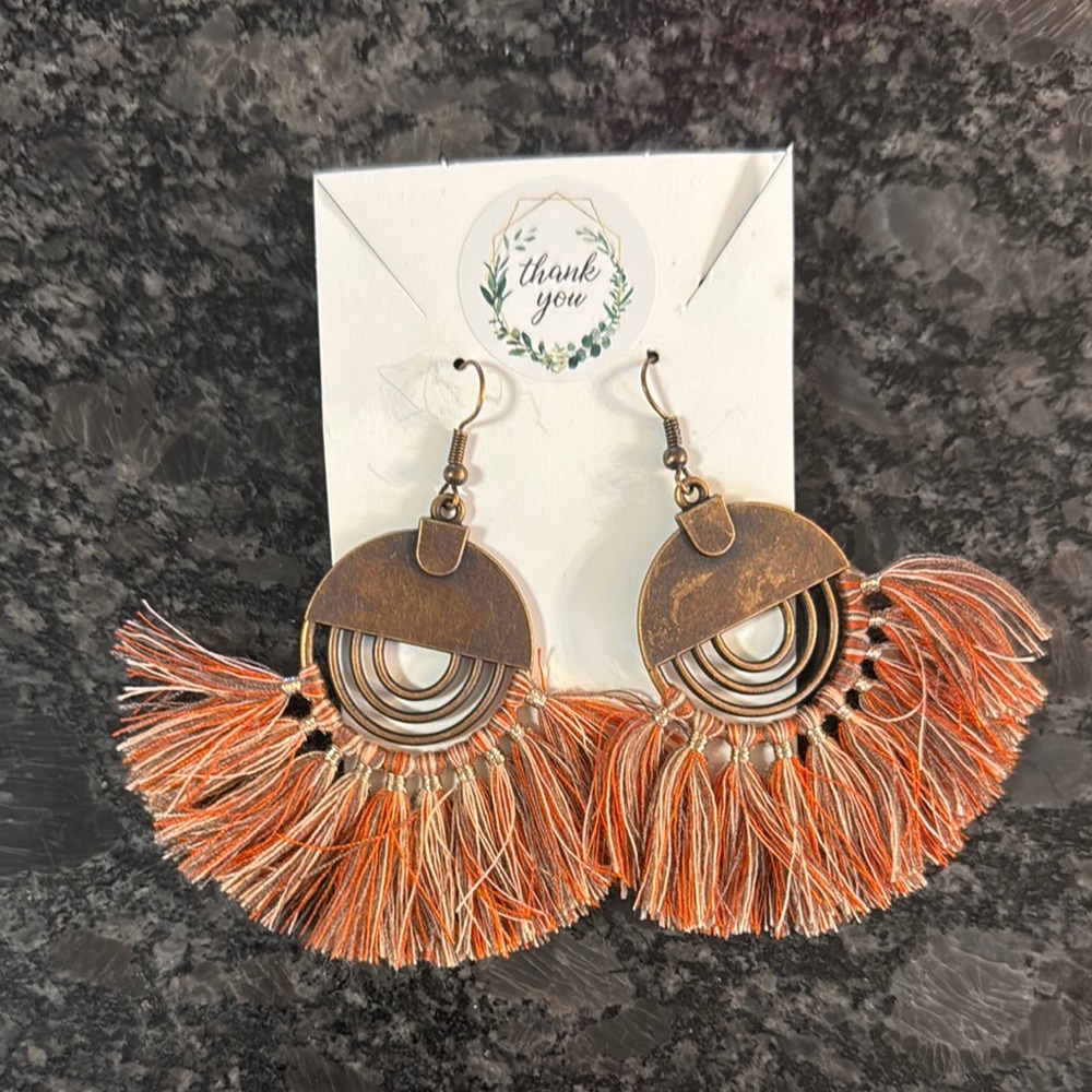 Bohemian Tassel Earrings - Orange